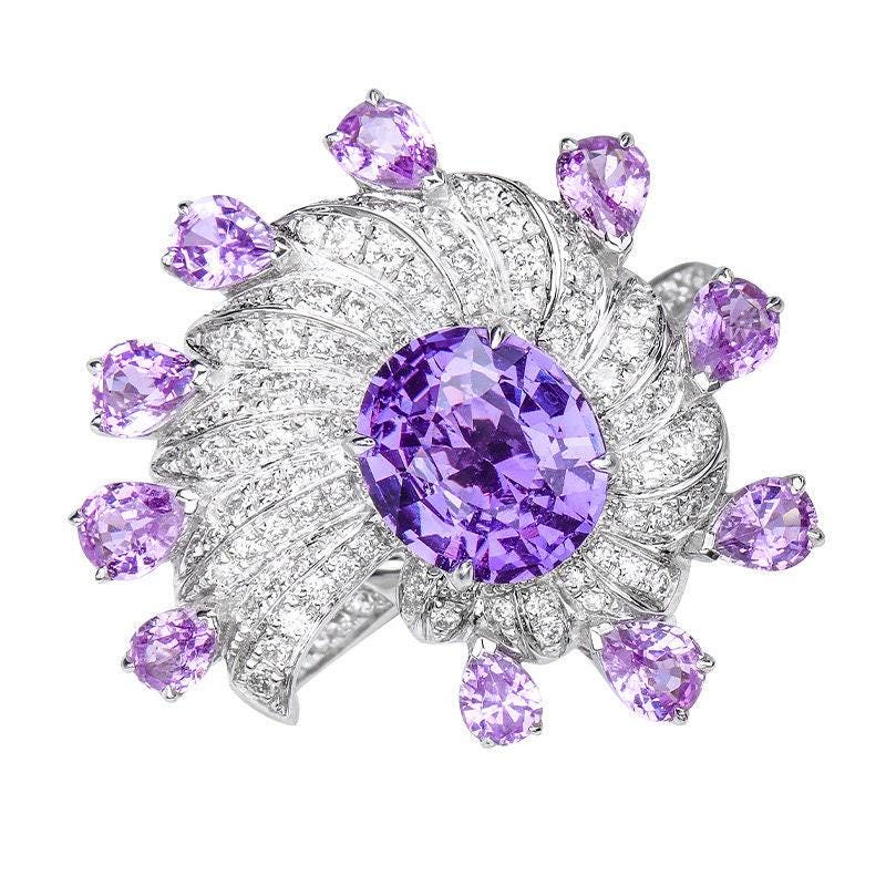 Free Form Design 2ct Purple Sapphire Ring - Platinum 950
