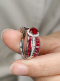 Art Deco Pigeon Blood Ruby 18K Gold Ballerina Ring