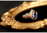 2.5ct Blue Tanzanite Pear Cut Ring - 18K Two Tone Gold
