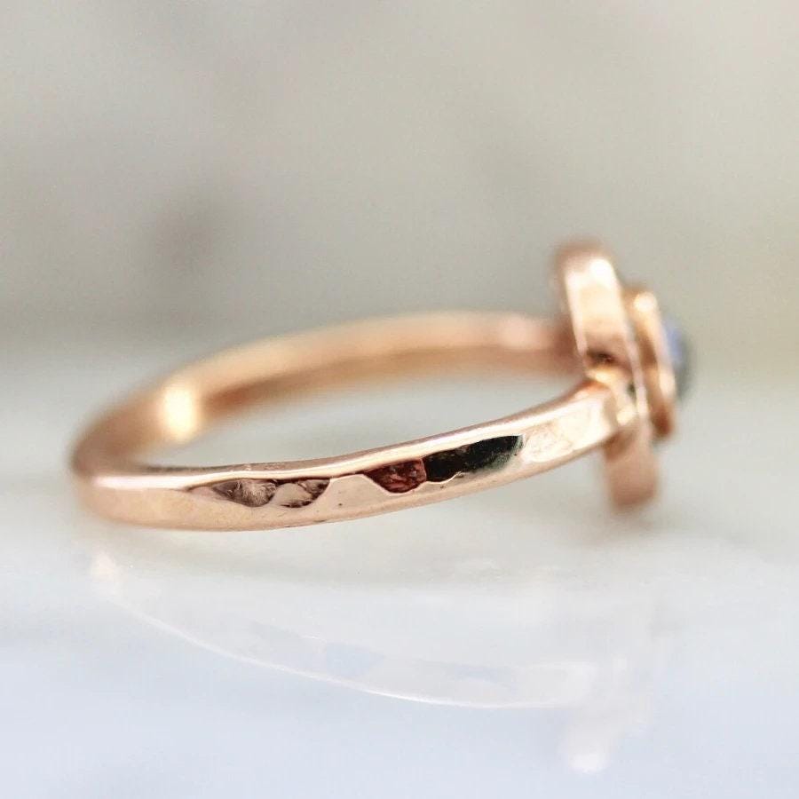 Helius Salt & Pepper Rose Cut Disc Ring - 18K Rose Gold