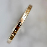 Star Engraved Gold Band Ring in 14K Yellow Gold