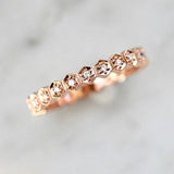Hexagon Shaped Diamond Engraved Ring in 18K White Gold
