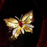 Butterfly Design Ruby 18K Gold Pednat in 18K Yellow Gold