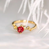 Red Spinel Cushion Twisted Ring - 18K Yellow Gold