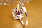 Double Halo Pinkish Spinel 18K Wedding Ring with Diamond