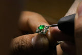 Emerald Sugarloaf and Diamond Earrings in 18K White Gold