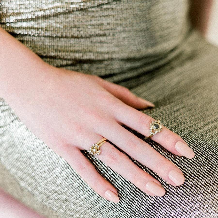 Snowflake Cluster Diamond Ring in 18K Yellow Gold