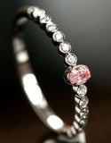 Pink Diamond  White Diamond 18K White Gold Ring - Two Tone Heart Jewelry