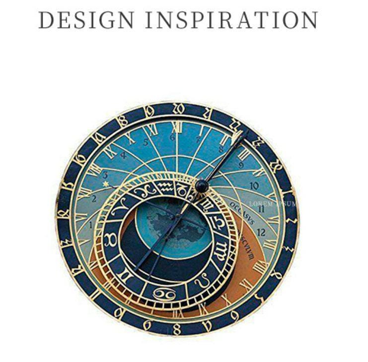 Sundial Blue Sapphire Engraved Men's Ring in 18K Gold