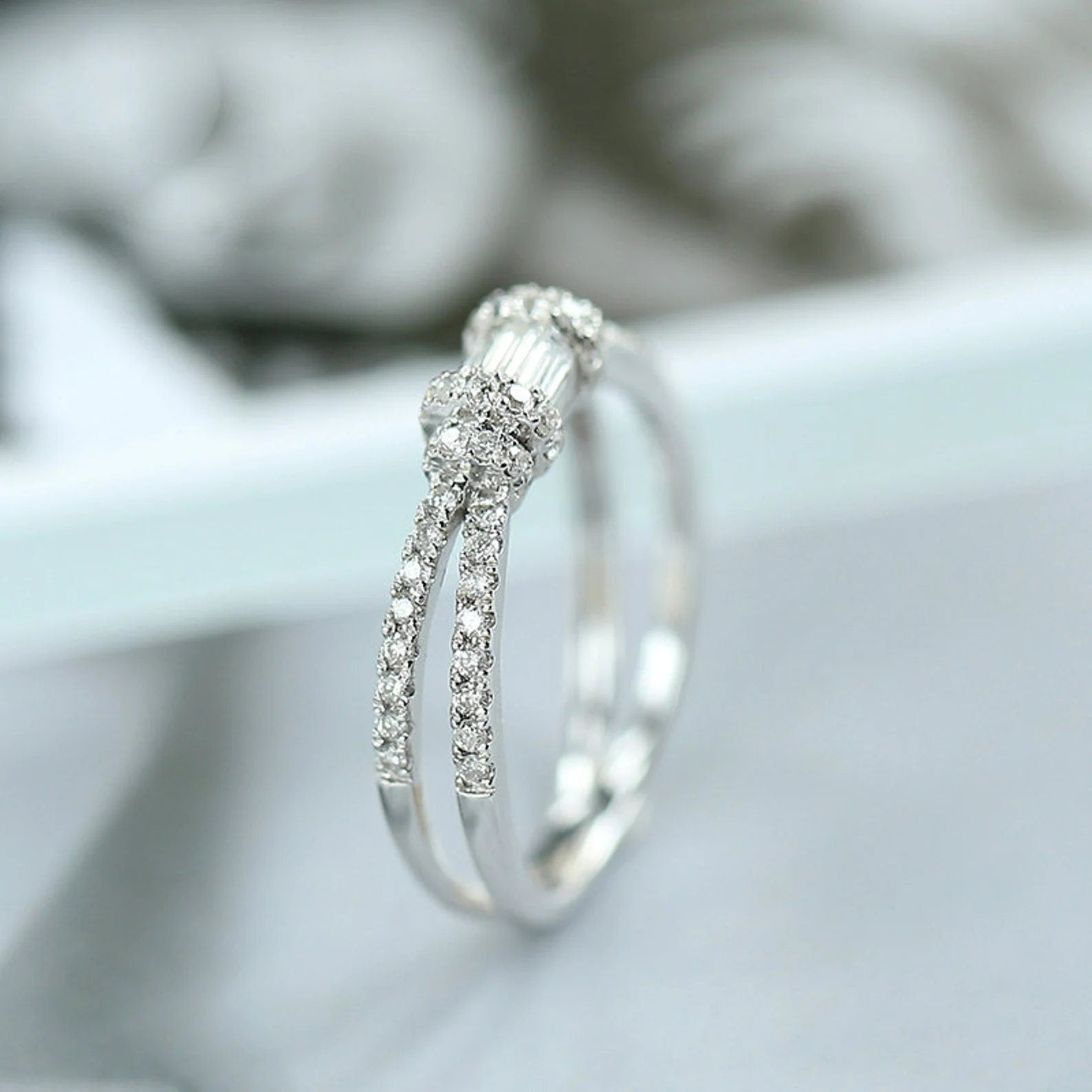White Diamond Infinity Wedding Ring in 18K White Gold