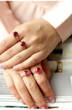 2.32ct Rubellite Oval Cut & Side Diamond Ring in 18K Yellow Gold