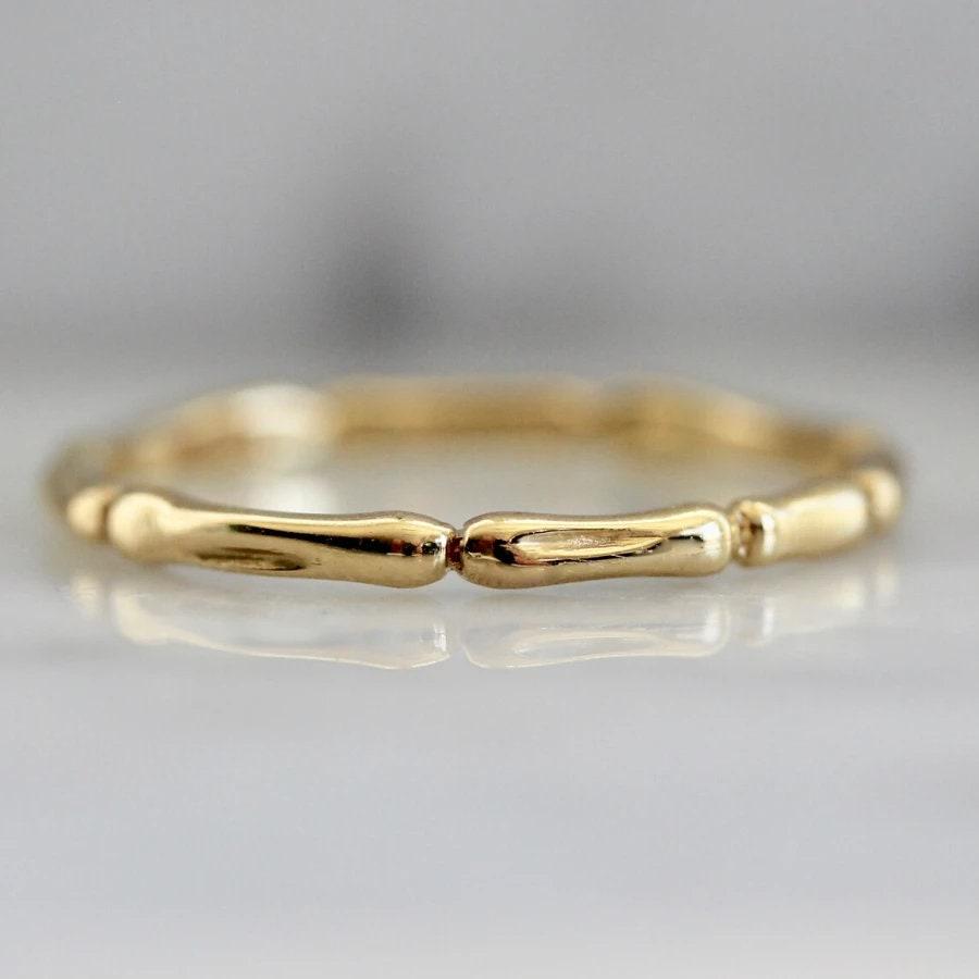 Bamboo Design Band Ring in 14K White Gold