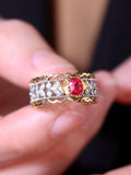 Stunning Jedi Red Spinel 18K Gold Italian Crafted Ring