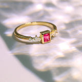 Pinkish Spinel Cushion & Diamond Ring in 18K Yellow Gold