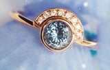 Sky Blue Spinel & Crown Diamond Ring in 18K Yellow Gold
