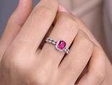 Pinkish Red Spinel Platinum 950 Ring with Eternity Marquise Diamonds