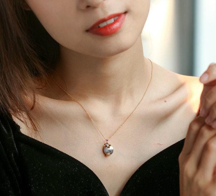 Penguin Design Diamonds 18K Two Tone Gold Necklace