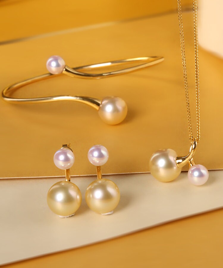 Twig Design South Sea Golden Pearl Necklace in 18K Gold