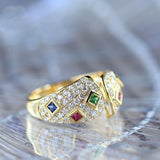 Cluster Design Tsavorite & Sapphire Ring - 18K Yellow Ring