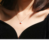 8mm Akoya Pearl Necklace with Rubellite Teardrop – 18K Yellow Gold