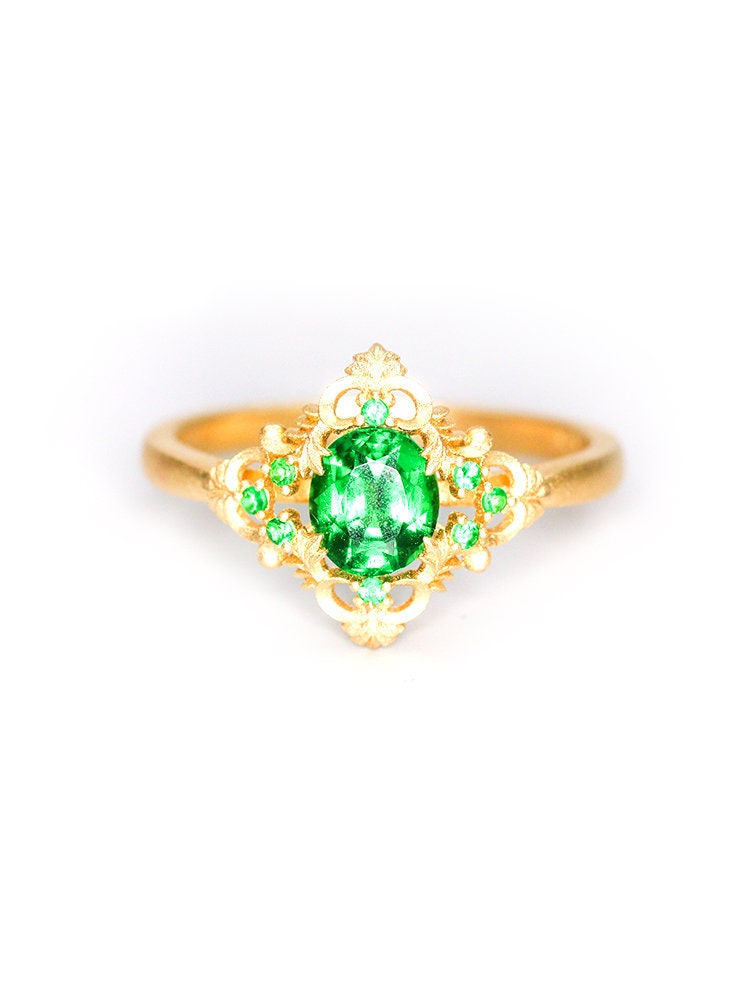 Tsavorite Free Form Ring in 18K Yellow Gold