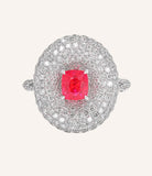 Flower Shape Diamonds & Jedi Spinel Platinum 950 Ring