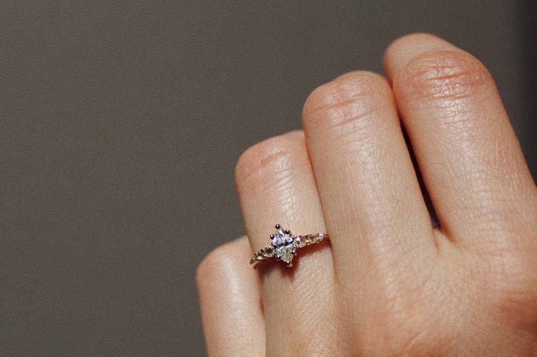 Marquise Cut Diamond Stackable Ring in 18K Yellow Gold