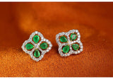 Eight Emerald & Diamond Four Leaf Clover Studs in 18k Gold