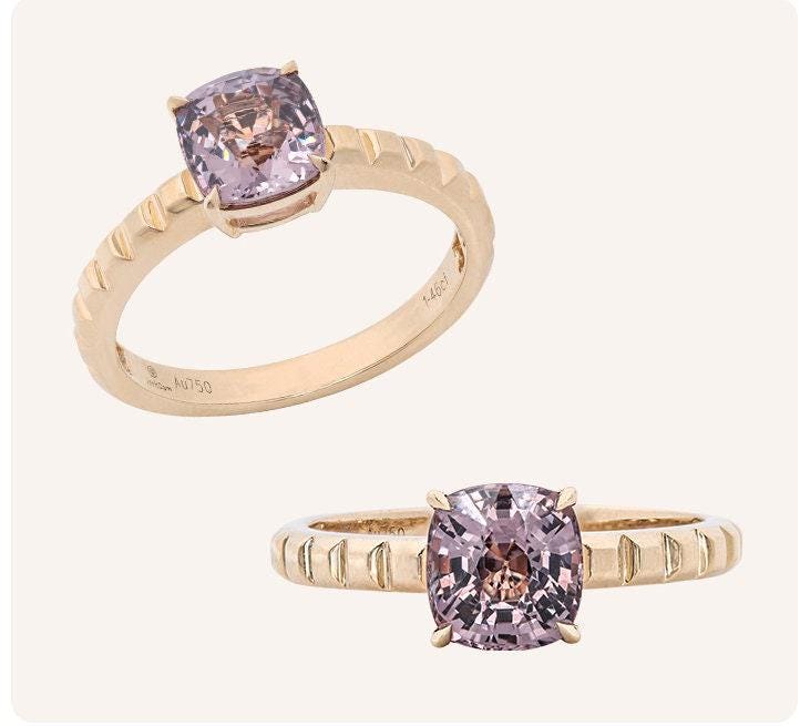6 Style + Supeier Purple Spinel 18K Gold Ring - Hollow Out Design