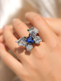 1.96ct Blue Sapphire Butterfly Ring with Diamonds in 18K Gold
