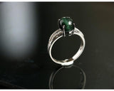 2.75ct Green Cat's Eye Stone Cabochon & Diamond Pave Ring in 18K White Gold