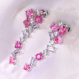 Purple Pink Spinel & White Sapphire Drop 18K Gold Earrings