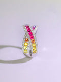 Colorful Sapphire Channel Set Band Ring in 18K White Gold