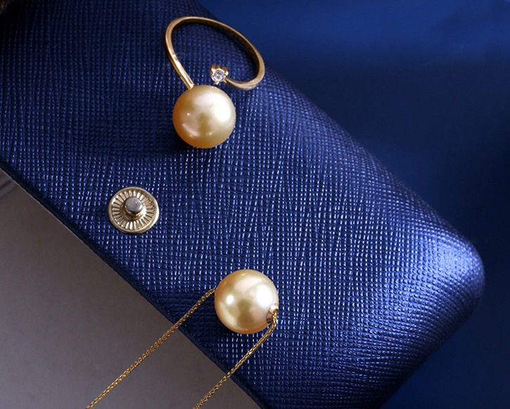 Huge 13mm South Sea Golden Pearl French Wire Earrings in 18K Gold