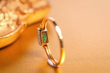 Emerald & White Diamond Horizontal Stone Flip Ring in 18K Yellow Gold