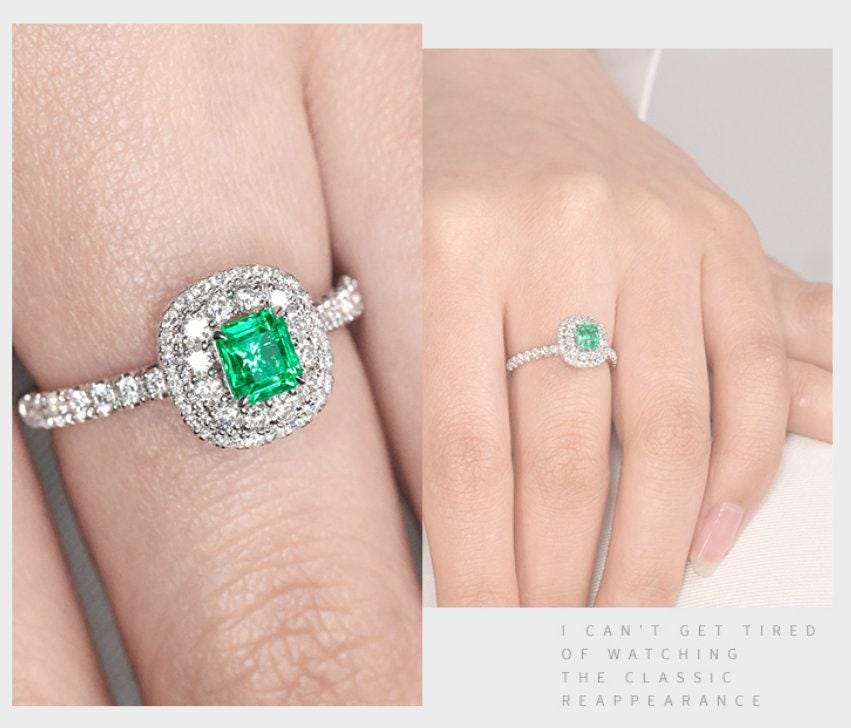 Classic Tsavorite Wedding Diamonds Ring in Platinum 950