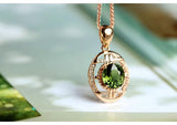 2.35ct Green Tourmaline Diamond Pendant - 18K Yellow Gold