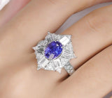 2.3ct Cornflower Blue Sapphire Platinum 950 Art Deco Ring with Trilliant Diamonds