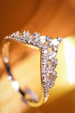 White Diamond Baguette Chevron Wedding Ring in 18K White Gold