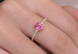 Platinum 950 Pink Spinel Ring with Channel Diamonds