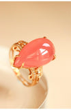 15ct Rhodochrosite Teardrop-Shape 18K Gold Ring set with Diamonds