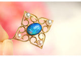 Blue Opal & Diamonds Pendant in 18K Yellow Gold