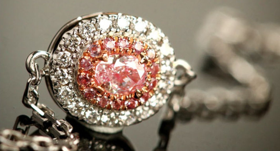Pink & White Diamond Oval Cut Bracelet - 18K White Gold