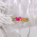 Pinkish Spinel Heart Ring - 18K Yellow Gold