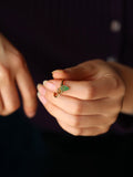 Leaf-Shape Emerald & Diamond Ring in 18K Yellow Gold