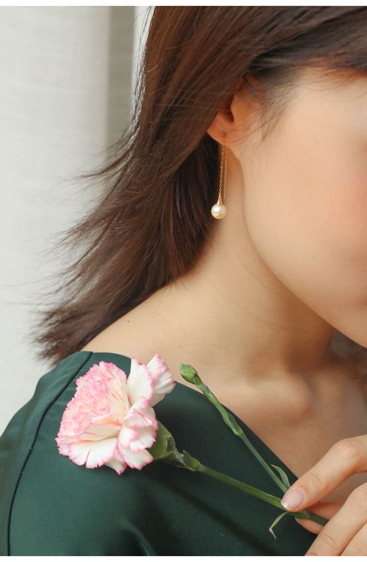 7mm Akoya Golden Pearl Earrings - 18K Yellow Gold
