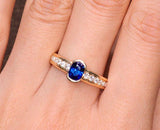Channel Set Half Bezel Sapphire Eternity Ring in 18K Yellow Gold