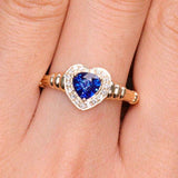 Cornflower Blue Sapphire Heart-Shaped Ring in 18K Yellow Gold