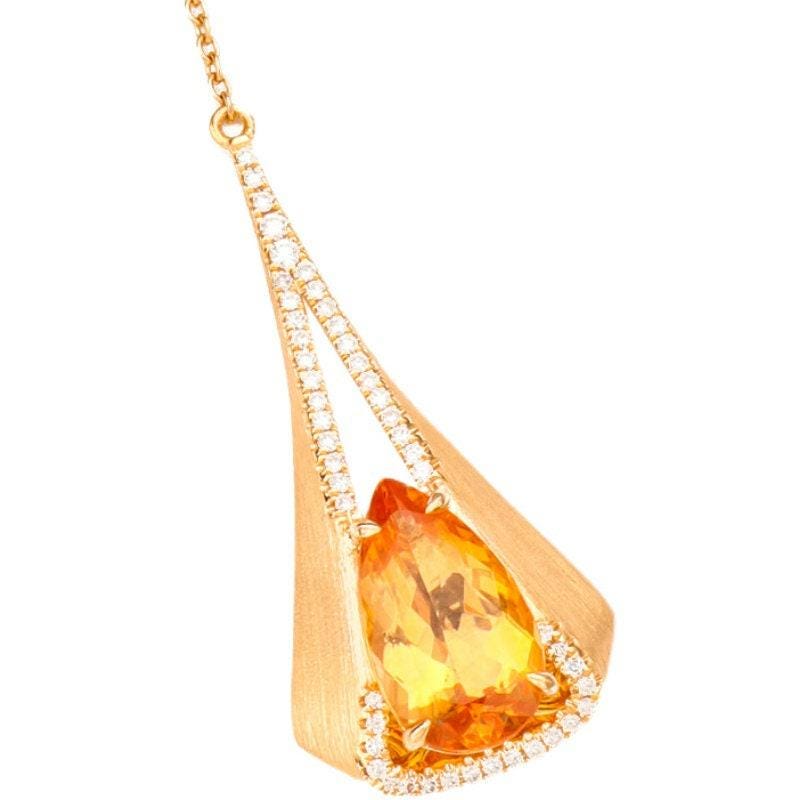 Imperial Topaz & Diamonds Necklace in 18K Yellow Gold