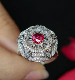 1.03ct Pigeon Blood Round Ballerina Pendant in 18K White Gold